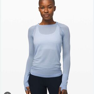 Lululemon Swiftly Speed Long Sleeve Sheer Ice Cap Blue Womens 4